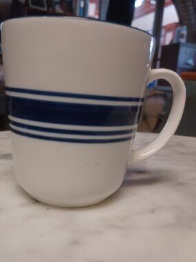 Mainstays Coffee Mug White with Blue Stripes